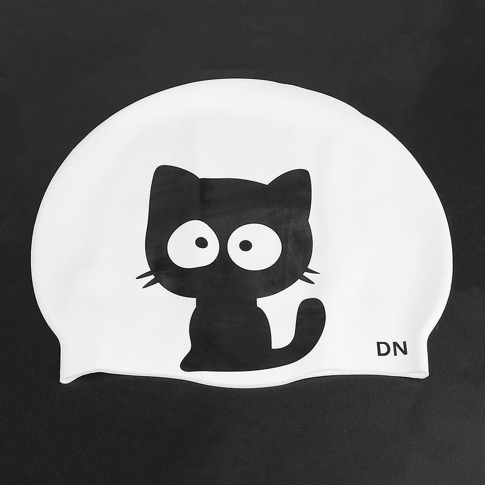 2pcs Unisex Cartoon Pattern Silicone Swimming Cap For Children(cat)