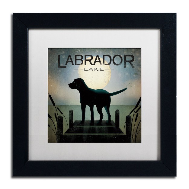 Trademark Fine Art ryan Fowler x27 moonrise Black Dog Labrador Lake x27 Matted Framed Art