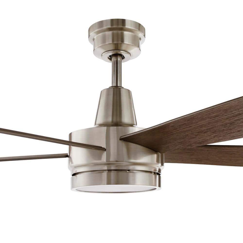 Hampton Bay Fanelee 54 in White Color Changing LED Brushed Nickel Smart Ceiling Fan with Light Kit and Remote Powered by Hubspace