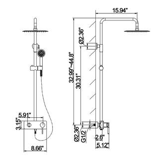 Tomfaucet 3-Spray Multi-Function Wall Bar Shower Kit with Tub Faucet and 3-Setting Hand Shower in Matte Black TFB1040MB