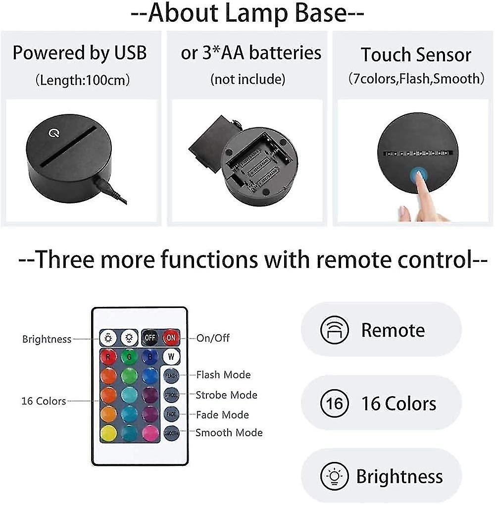 Attoe Stitch Night Light， Lilo And Stitch 3d Led Stitch Toys Intelligent Remote Control Stitch Lamp 16 Color Stitch Light For Christmas Stitch Gifts