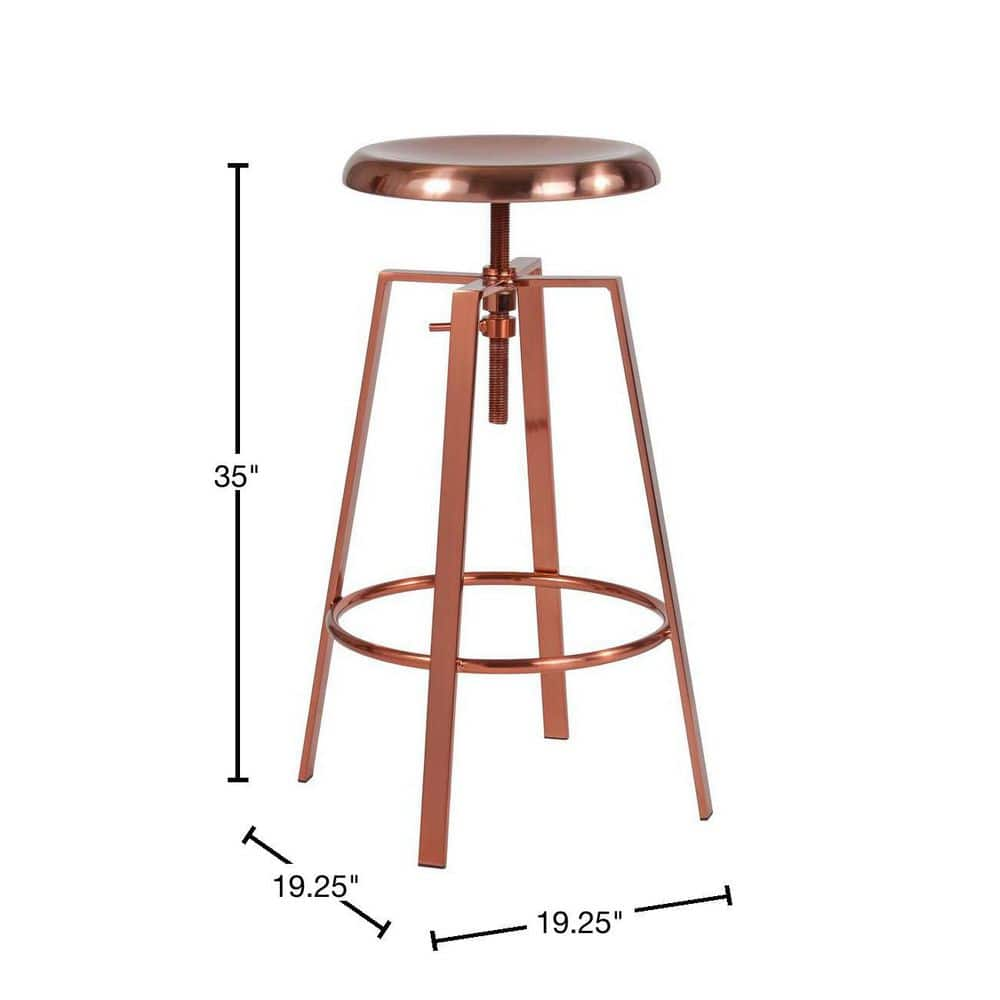 Carnegy Avenue 35 in. Adjustable Height Rose Gold Bar Stool CGA-CH-231763-RO-HD