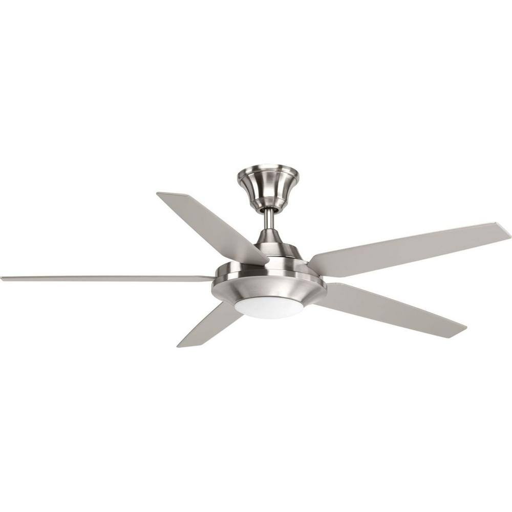 Progress Lighting Signature Plus II Collection 54 in. LED Indoor Brushed Nickel Modern Ceiling Fan with Light Kit and Remote P2539-0930K