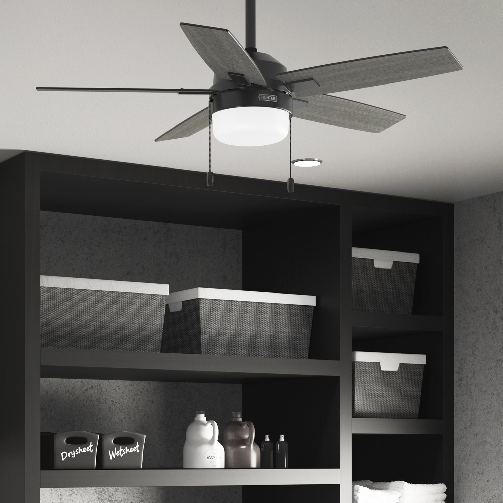 Hunter 44 inch Anisten Matte Black Ceiling Fan with LED Light Kit and Pull Chain