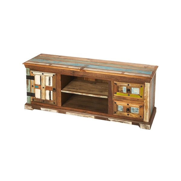 Offex Transitional Painted Rustic Rectangular Entertainment Console - Multicolor - 58 inches