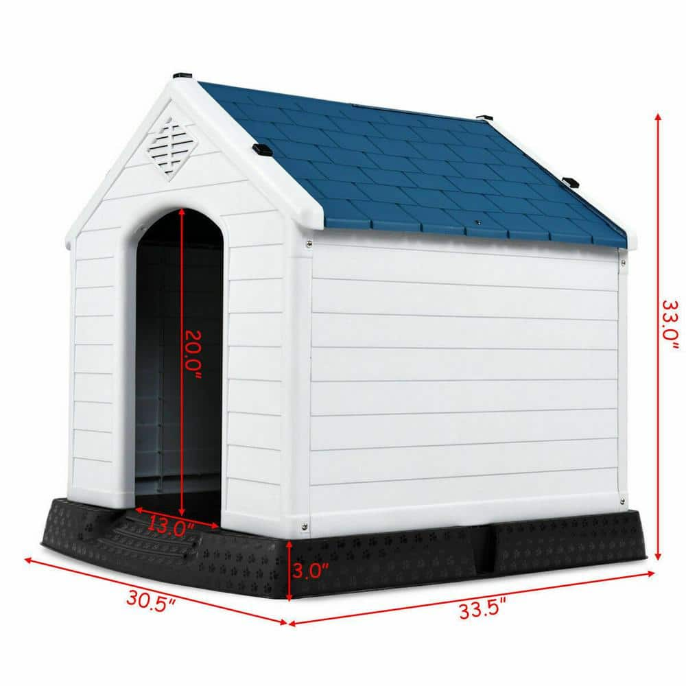 WELLFOR 30.5 in. W x 33.5 in. D x 33 in. H Indoor Outdoor Plastic Waterproof Ventilate Pet Dog House - Medium PS-HWY-7065-M