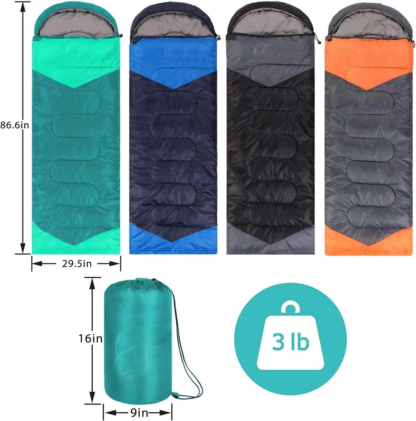 Lightweight Sleeping Bag 3 Seasons Warm   Cool Weather for Hiking and Camping