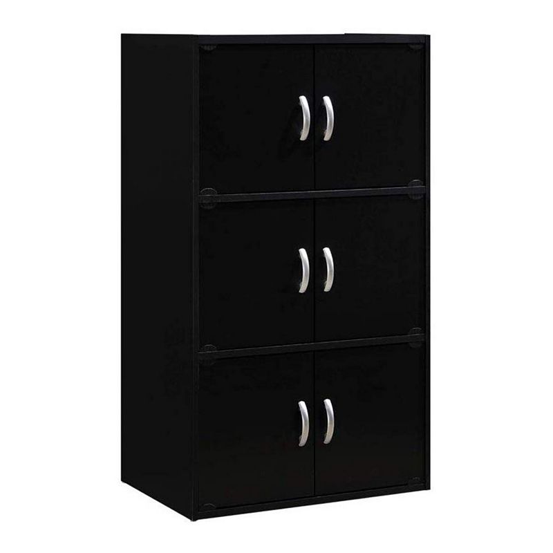 Hodedah HID33 Home 6-Door 3-Shelves Bookcase Enclosed Storage Cabinet， Black