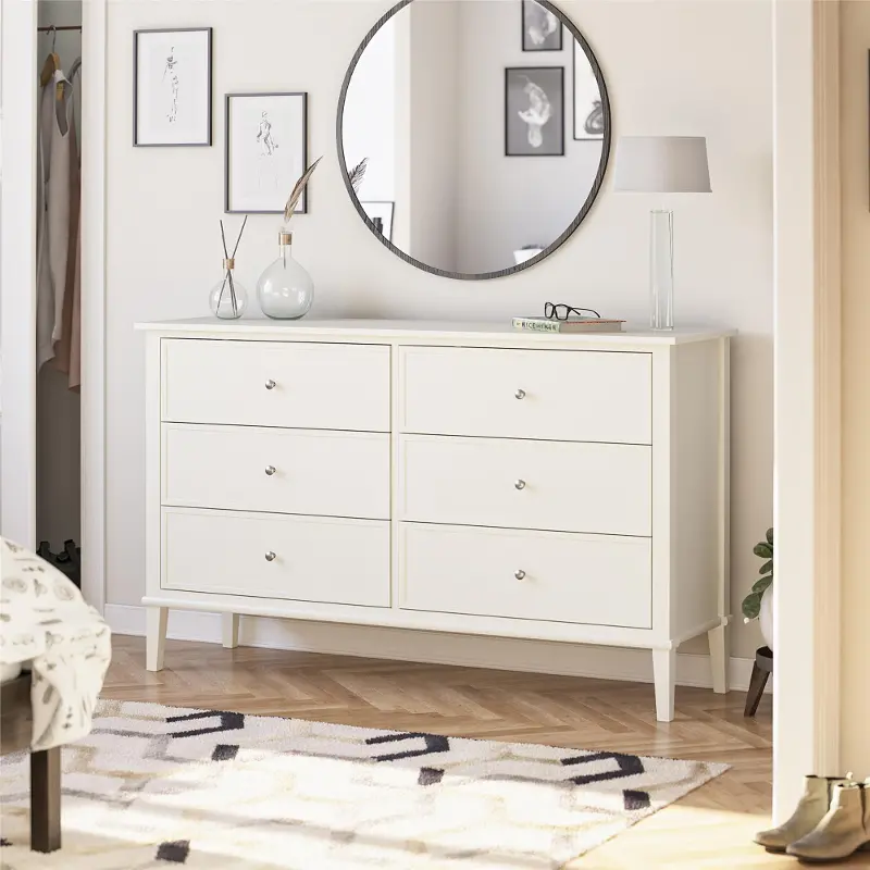 Franklin Transitional Soft White 6-Drawer Dresser