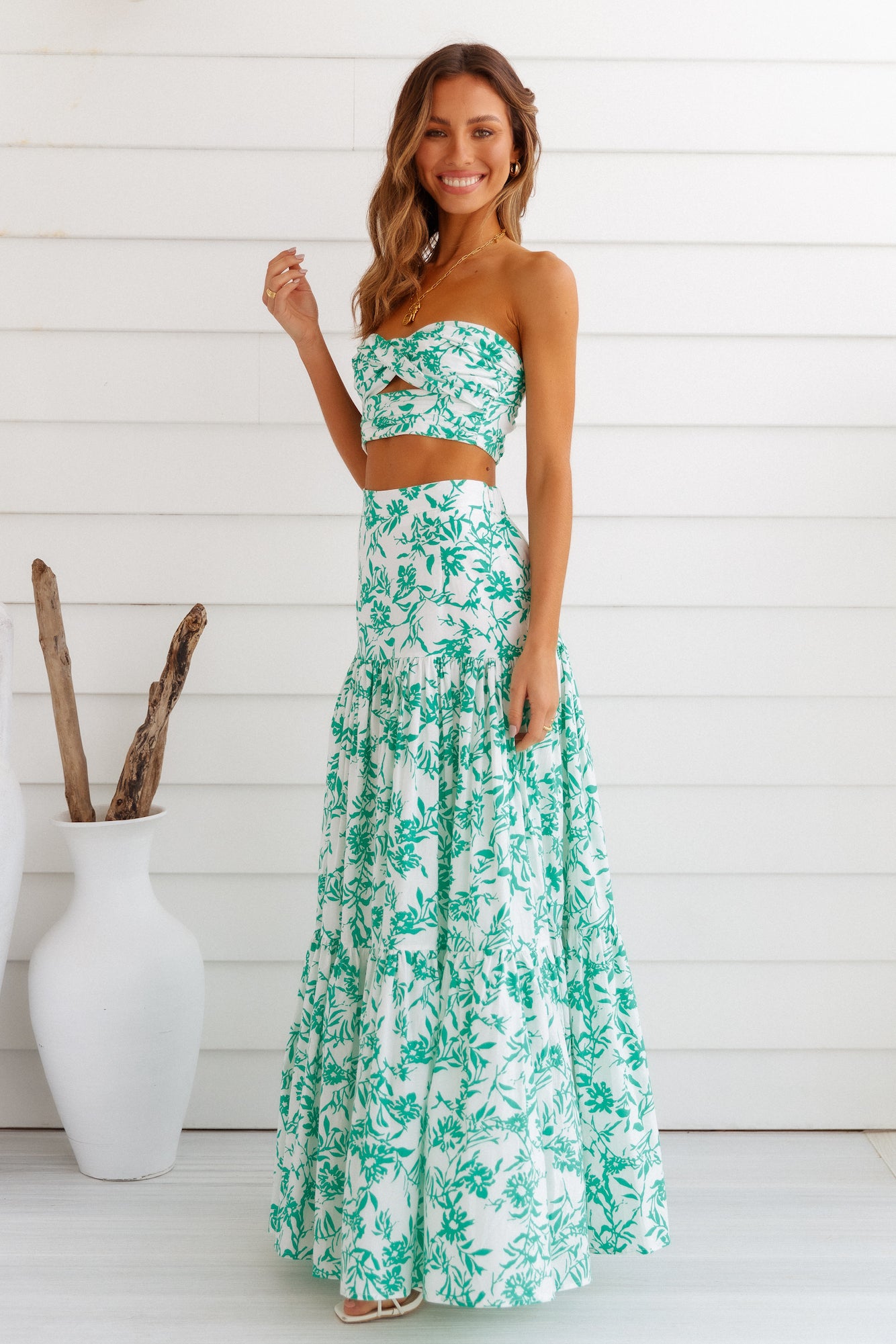 RUNAWAY Ayla Maxi Skirt Green