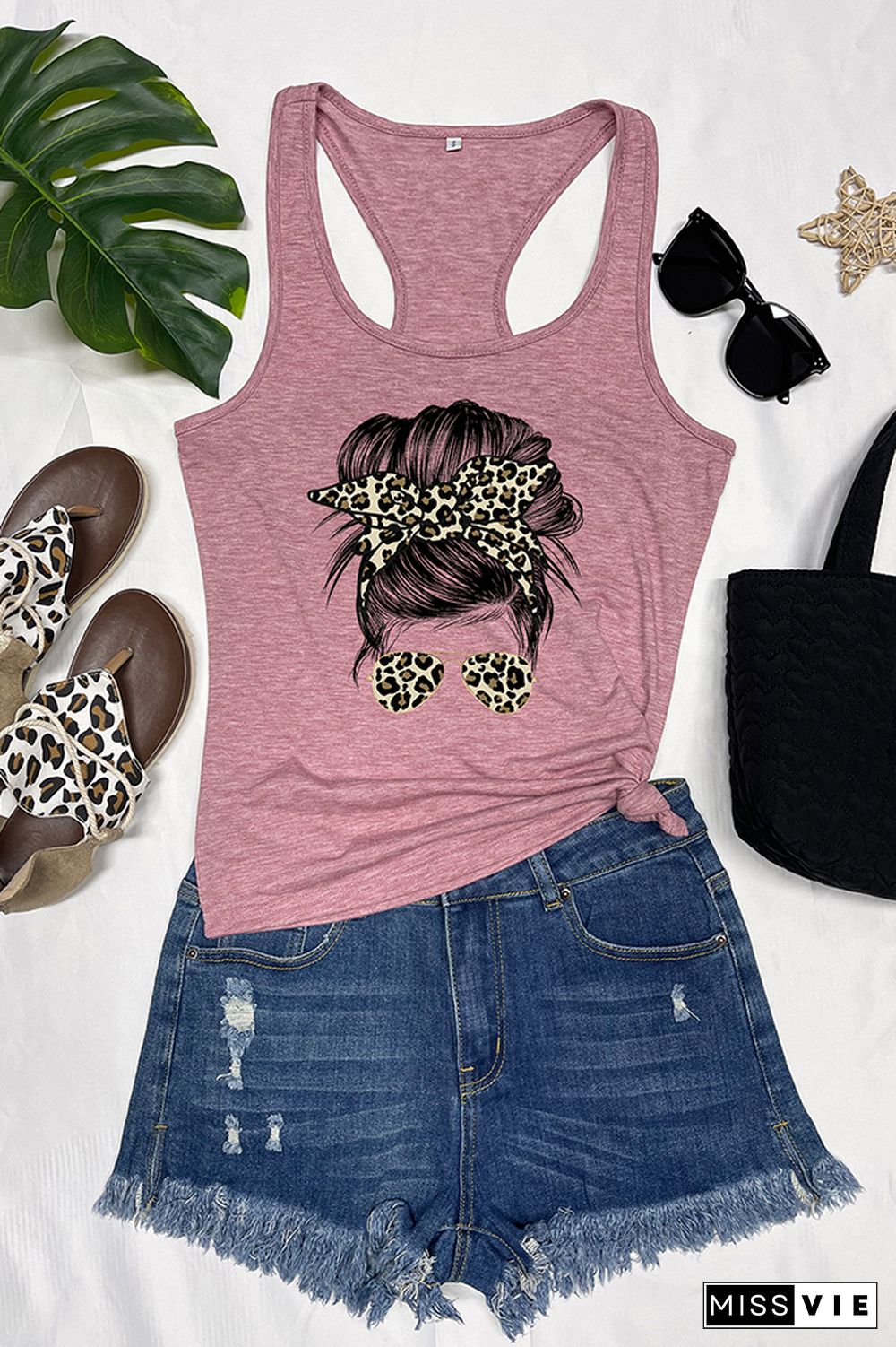 mama Leopard Print Sleeveless Tank Top Wholesale