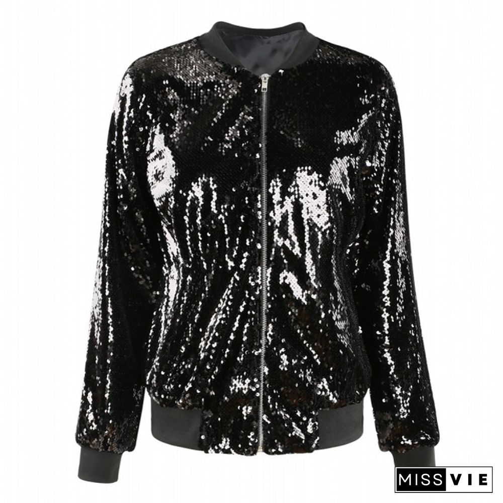 Sequin Loose Baseball Jacket