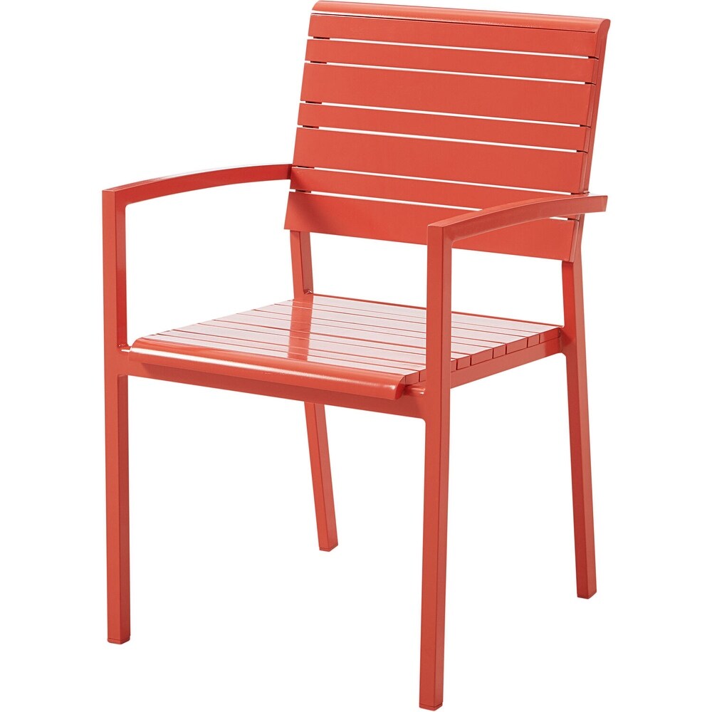 Mod Luna 5 Piece Patio Dining Set in Coral with 4 Slat Dining Chairs and 41 in. Slat Dining Table