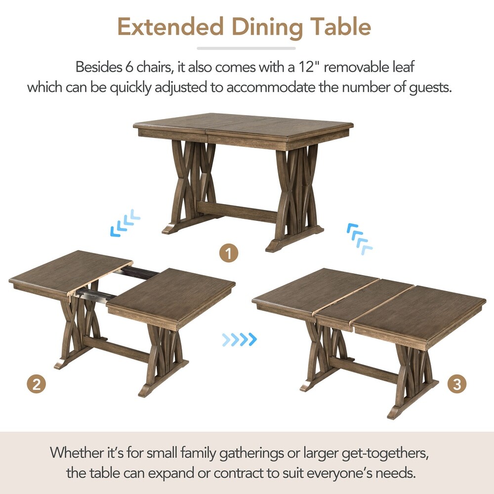 7 Piece Dining Table Set  Extendable Table with 12\