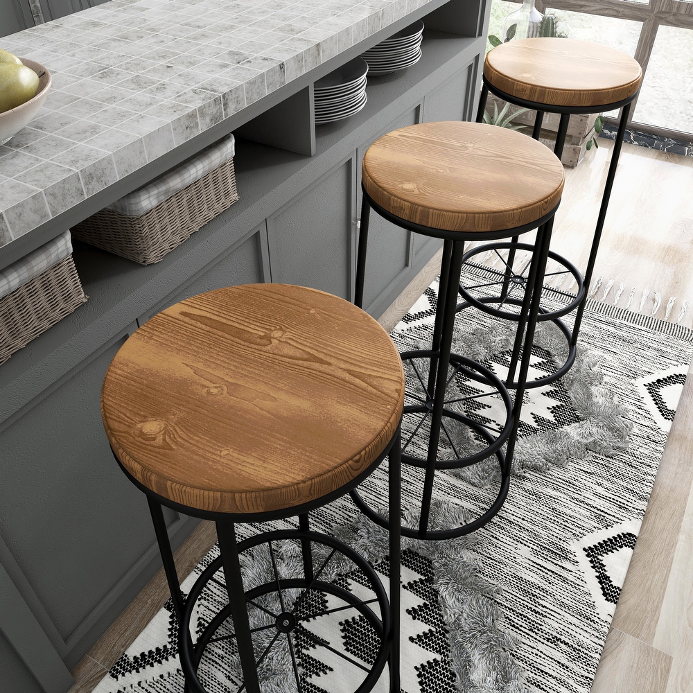 Lodz Rustic Metal Round Barstools (Set of 2) by Furniture of America