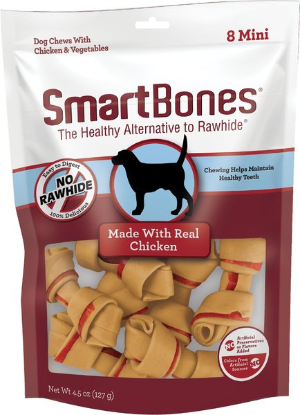 SmartBones Real Chicken Mini Chews Dog Treats， 8 count