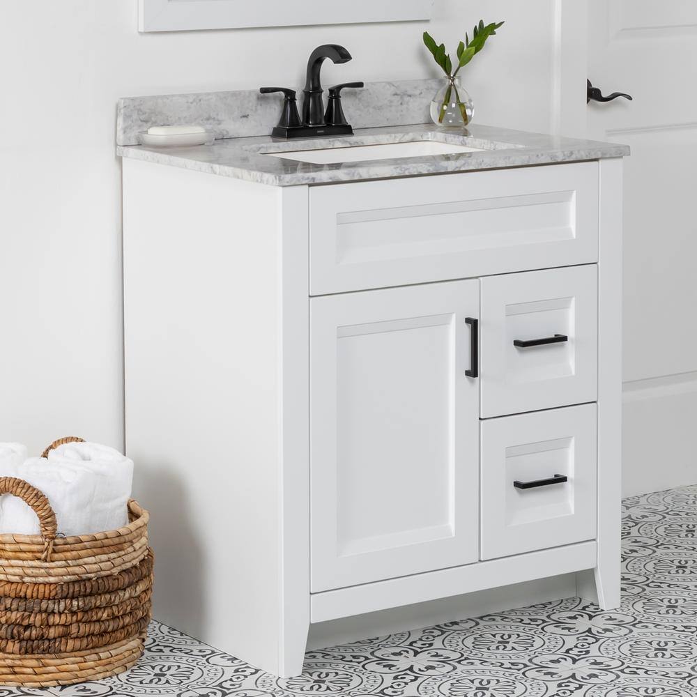 Home Decorators Collection Ridge 30 in. W x 21.6 in. D x 34 in. H Bath Vanity Cabinet without Top in White RG30-WH