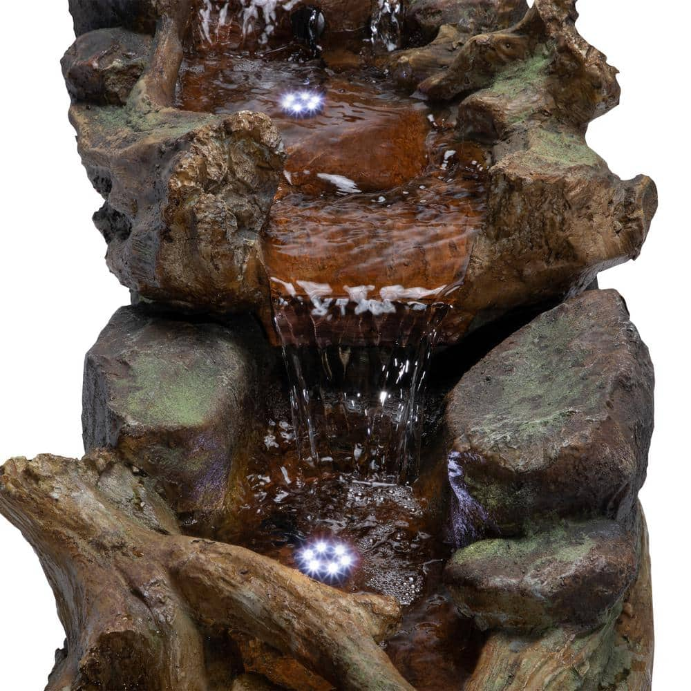 Alpine Corporation 20 in. Tall Indoor/Outdoor River Rapids Fountain with LED Lights TZL306