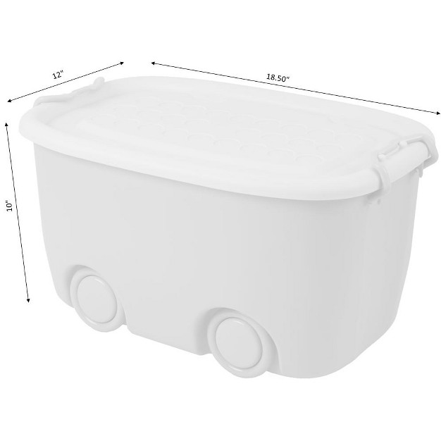 Basicwise Stackable Toy Storage Box With Wheels