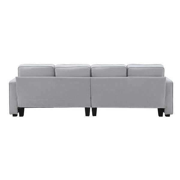 4-Seater Modern Linen Fabric Sofa with Armrest Pockets and 4 Pillows