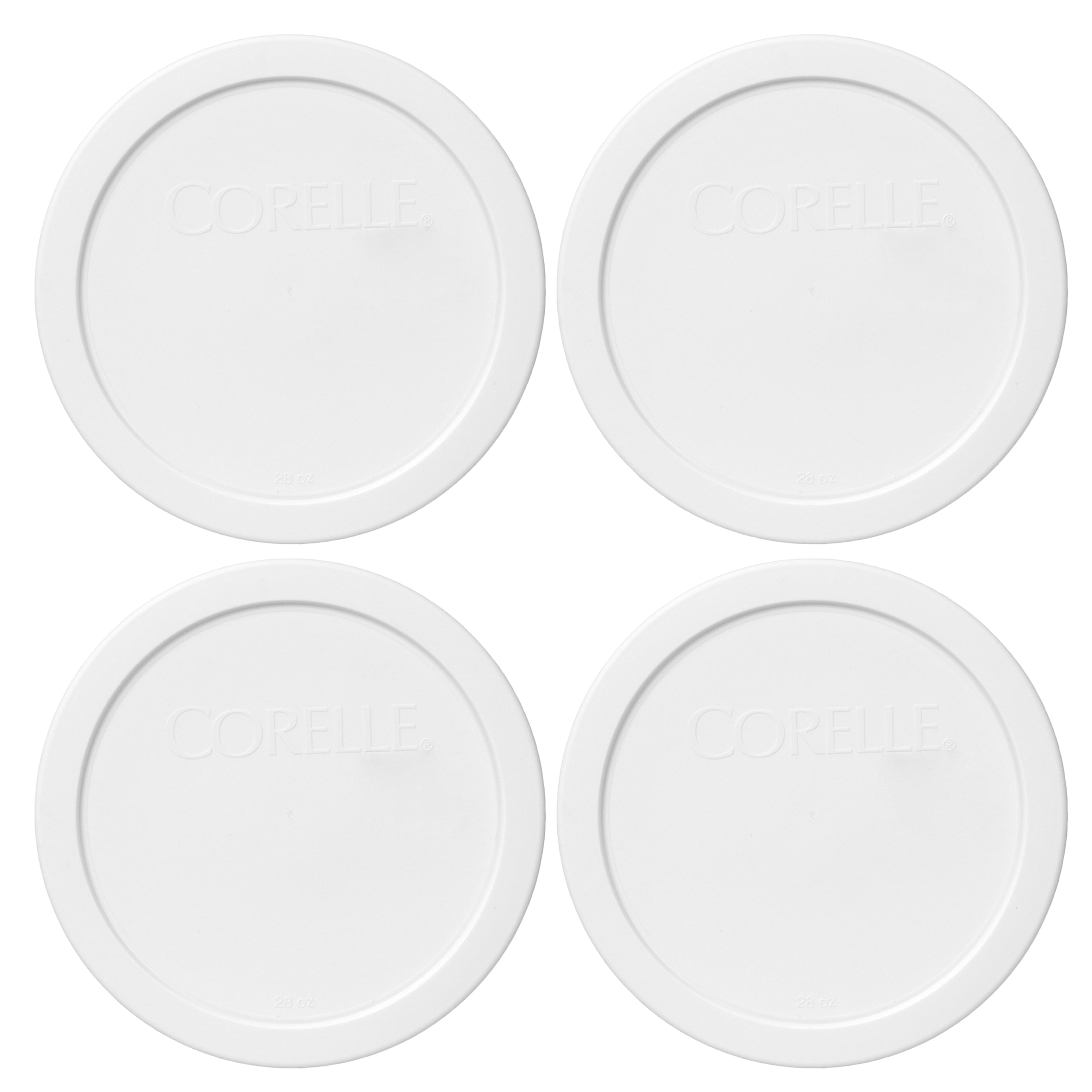 Corelle Replacement Lid 428-PC 6.5 White Round Plastic Cover (4-Pack) for Corelle 428 28oz Bowl (Sold Separately)