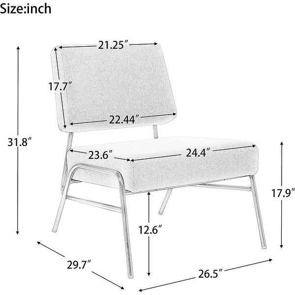 Wire Metal Frame Slipper Chair， Armless Accent Chair Lounge Chair for Living Room， Bedroom， Home， Office