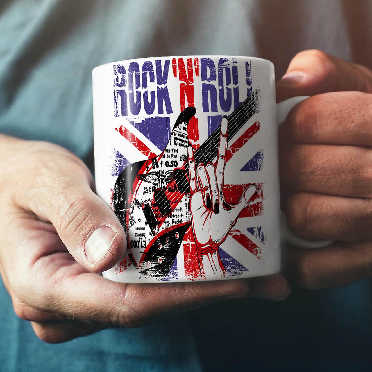 Rock Roll UK Metal NEW White Tea Coffee Ceramic Mug 11 oz | Wellcoda