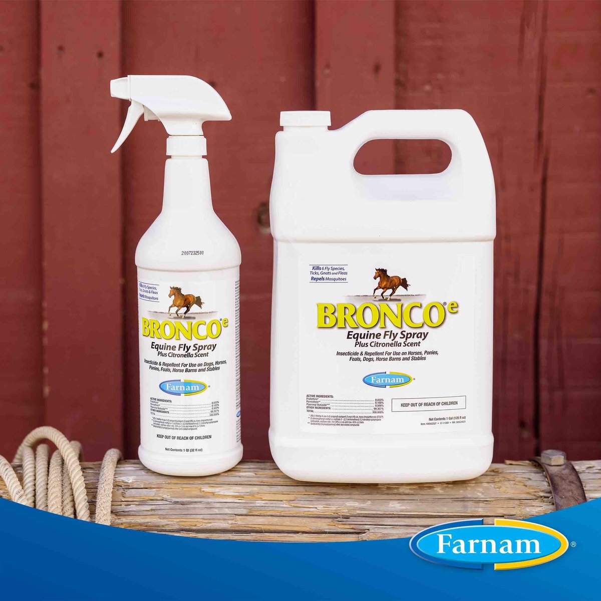 Farnam Bronco e Citronella Scented Dog and Horse Fly Spray， 1-gal bottle