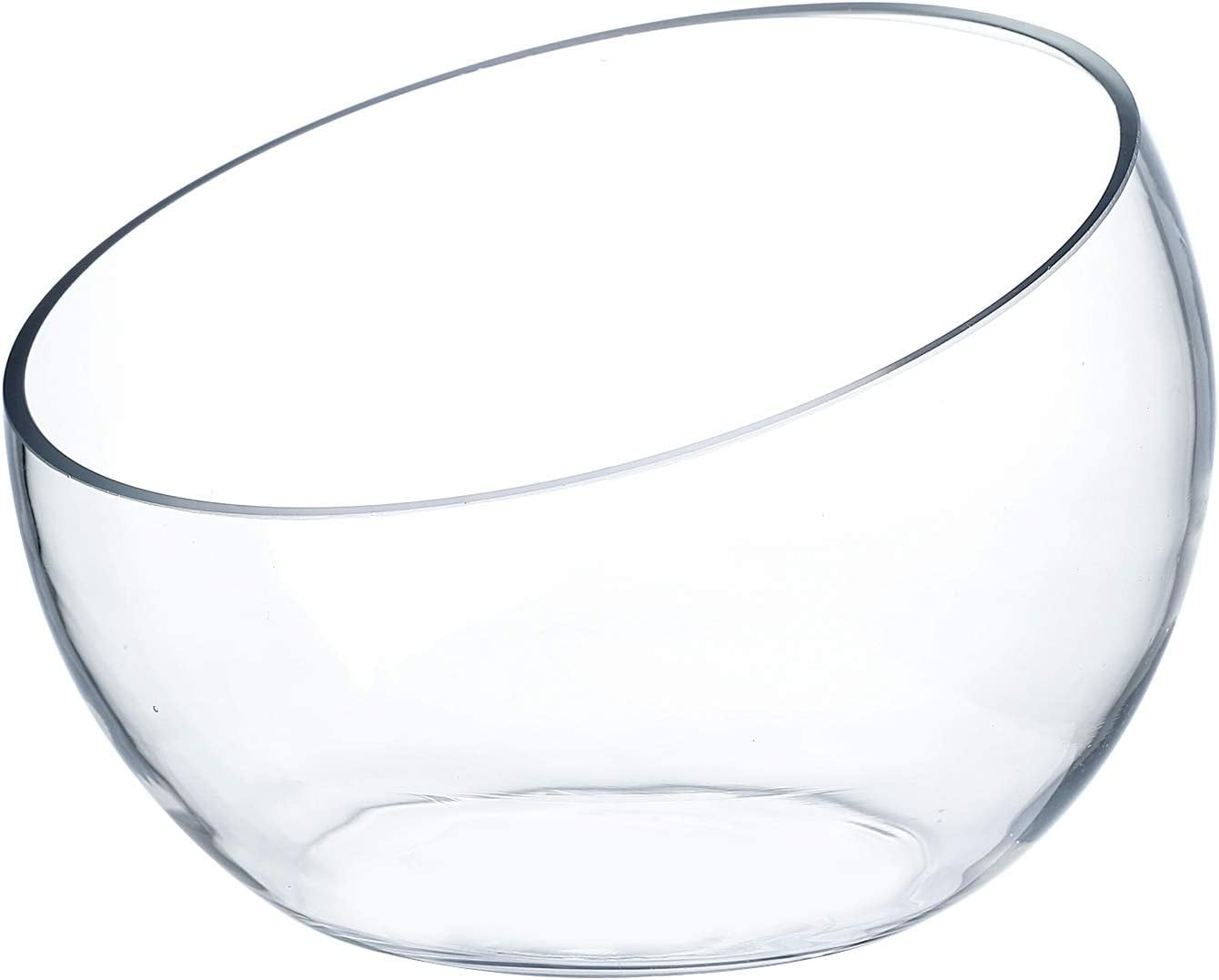 WHOLE HOUSEWARES | Slant Cut Bowl Glass Vase， Width 10