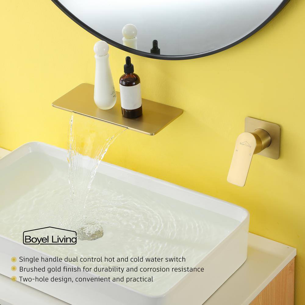 Boyel Living Single Handle Wall Mounted Faucet with Valve in Brushed Gold SMD-2415BG