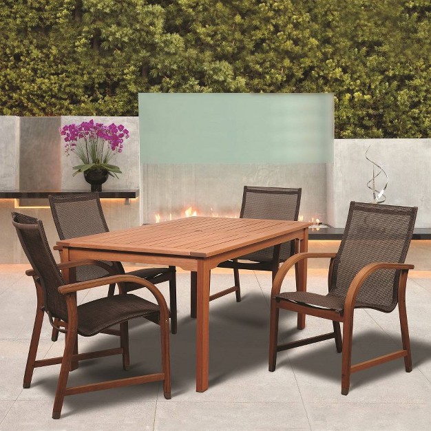 Bahamas 5pc Patio Eucalyptus Wood Dining Set International Home Miami