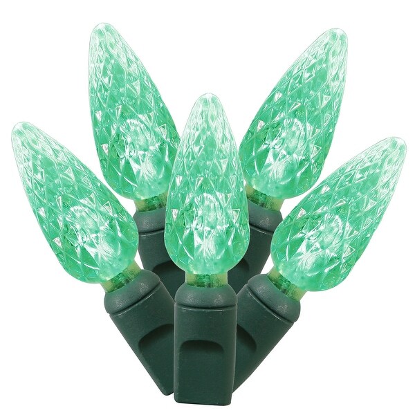 Vickerman 50 Green C6 LED Light on Green Wire，25' Christmas Single Mold Light Strand