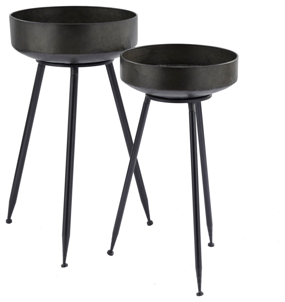 Modern Black Metal Planter 561239   Midcentury   Outdoor Pots And Planters   by Brimfield  ampMay  Houzz