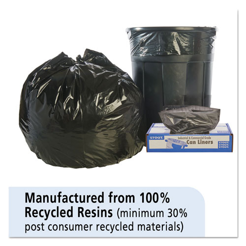 Stout Total Recycled Content Plastic Trash Bags | 45 gal， 1.5 mil， 40