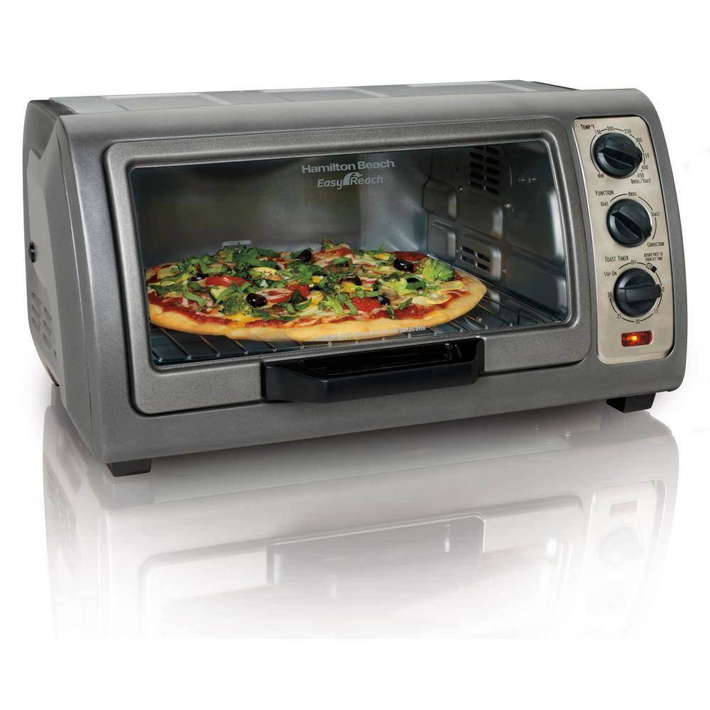 Hamilton Beach Easy Reach 1400 W 6-Slice Gray Convection Toaster Oven with Built-In Timer 31126D