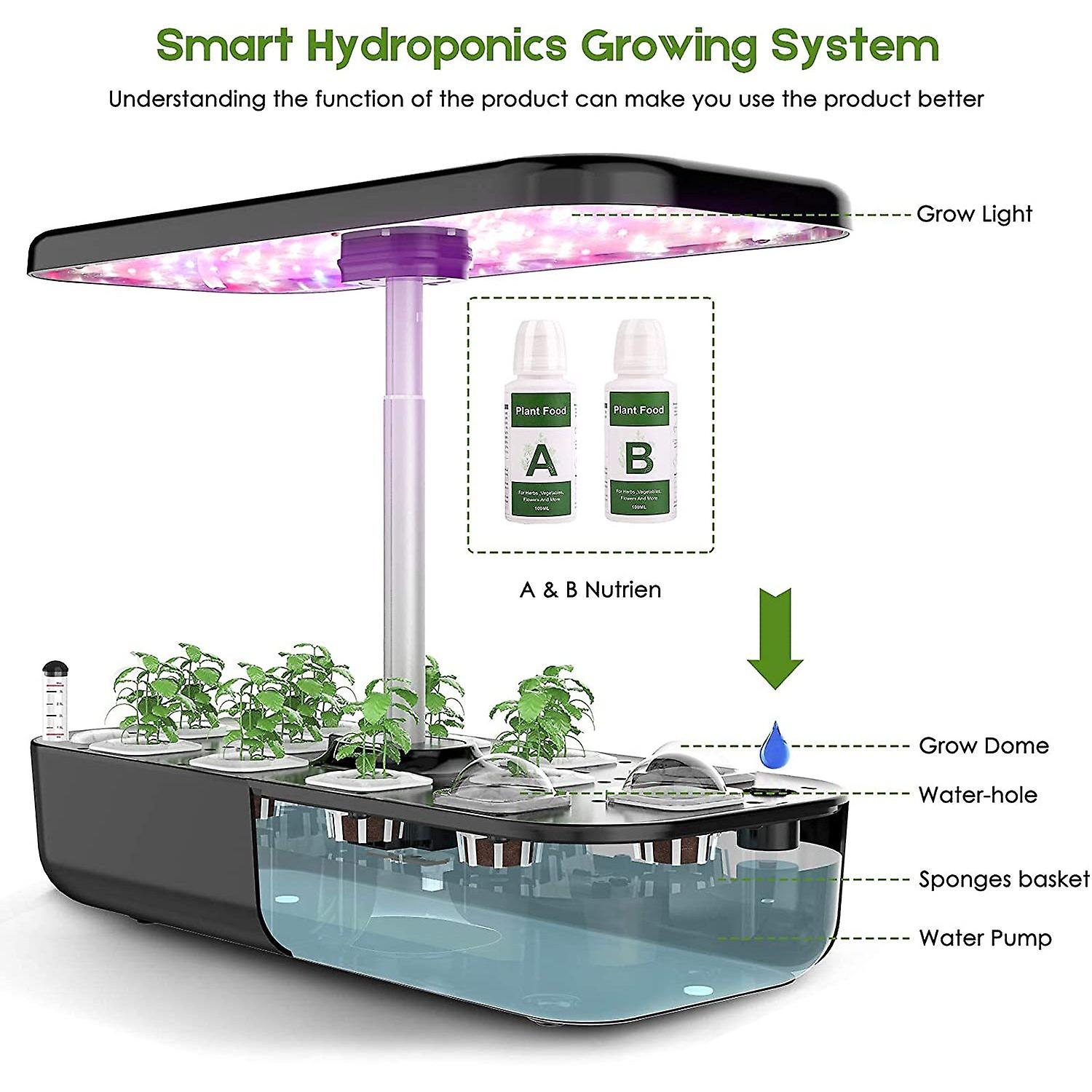 Hydroponics Growing System， 12 Pods Indoor Herb Garden Starter Kit With Led Grow Light， Smart Germination Kit Garden Planter For Family Home Kitchen W