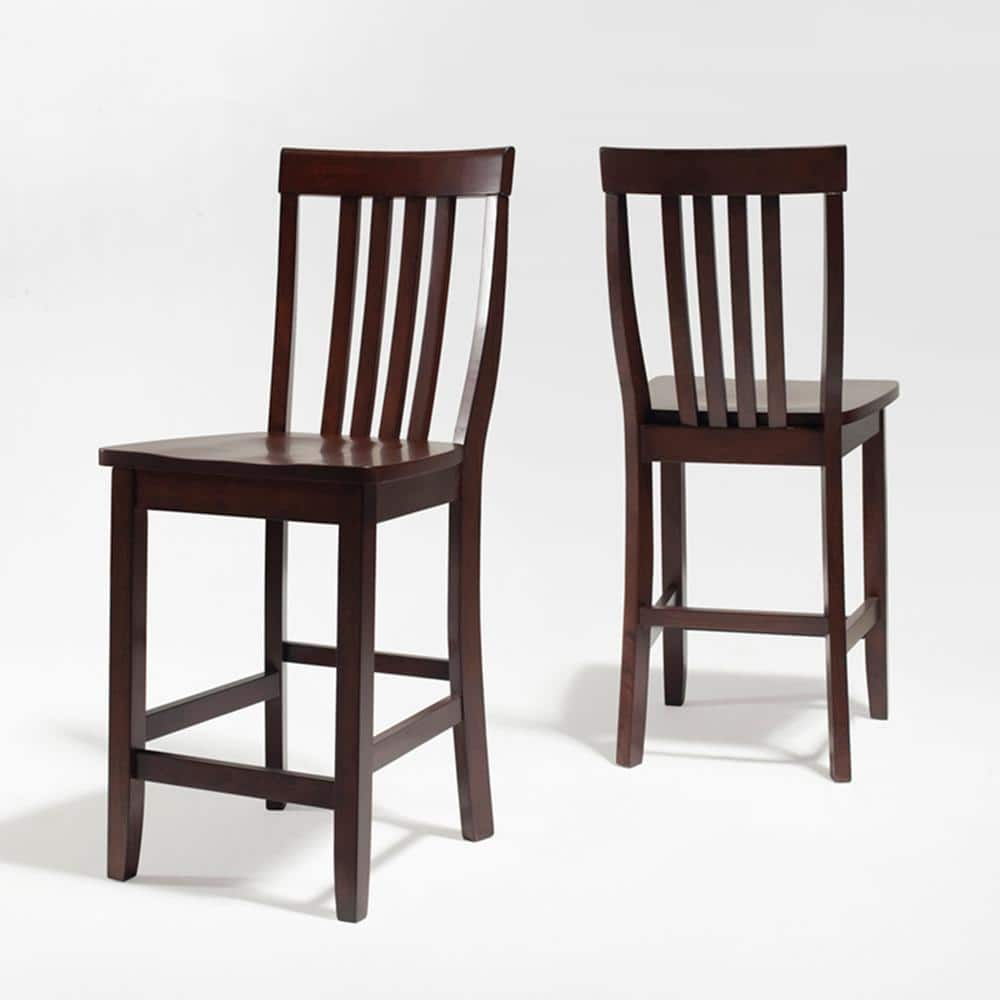 CROSLEY FURNITURE 24 in. Mahogany School House Bar Stool (Set of 2) CF500324-MA