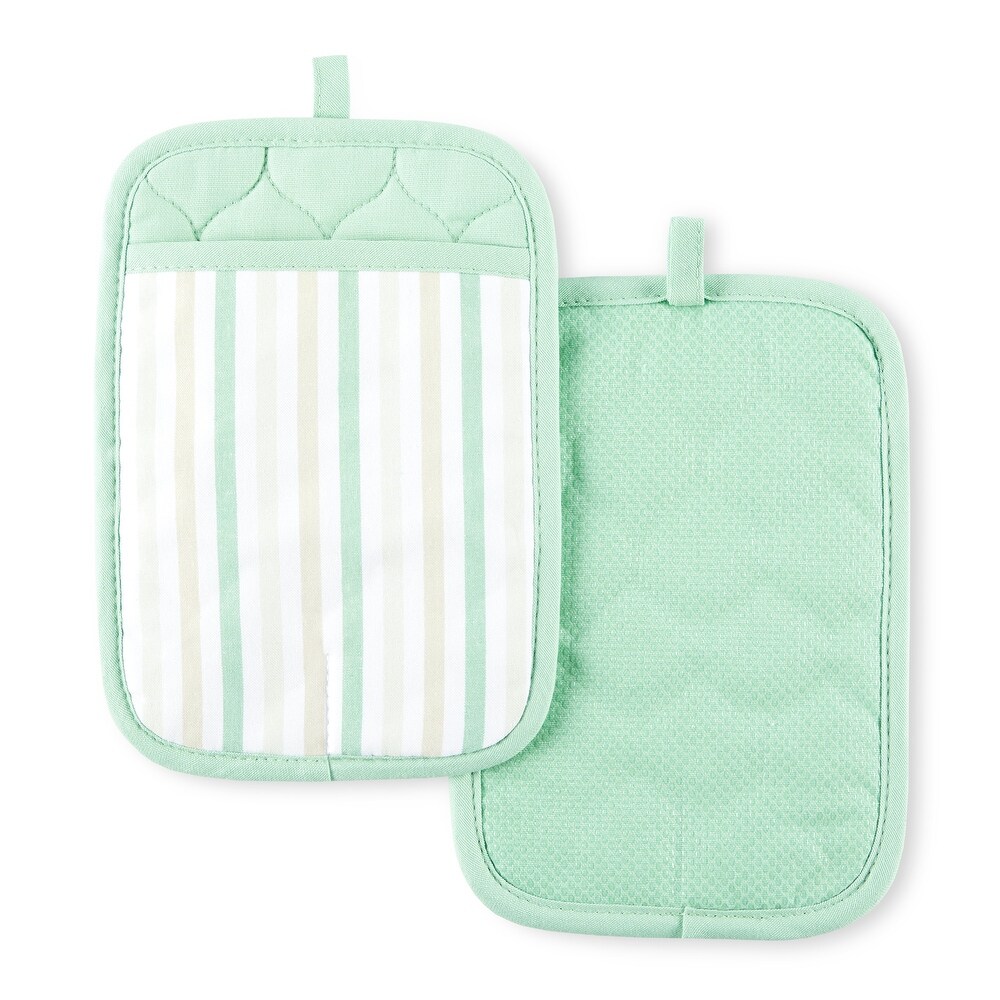 Martha Stewart Daisy Stripe Pot Holder Set 2 Pack   7\