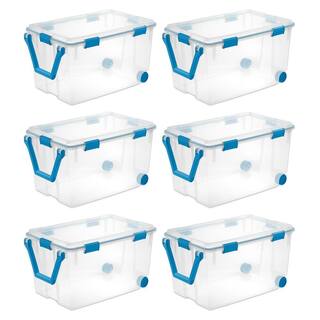 Sterilite 120 qt. Plastic Home Storage Box with Latching Lid in Clear 6-Pack 6 x 19434303