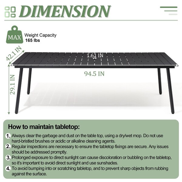 VredHom Outdoor Patio Aluminum Dining Table