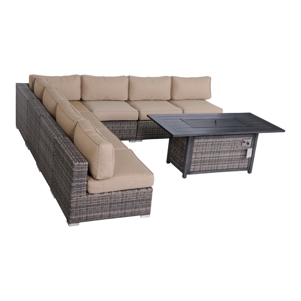 LSI Wicker 6   Person Seating Group with Sunbrella Cushions