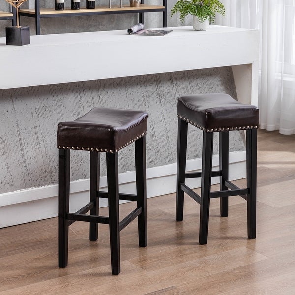 29in Counter Height Faux Leather Bar Stools Set of 2