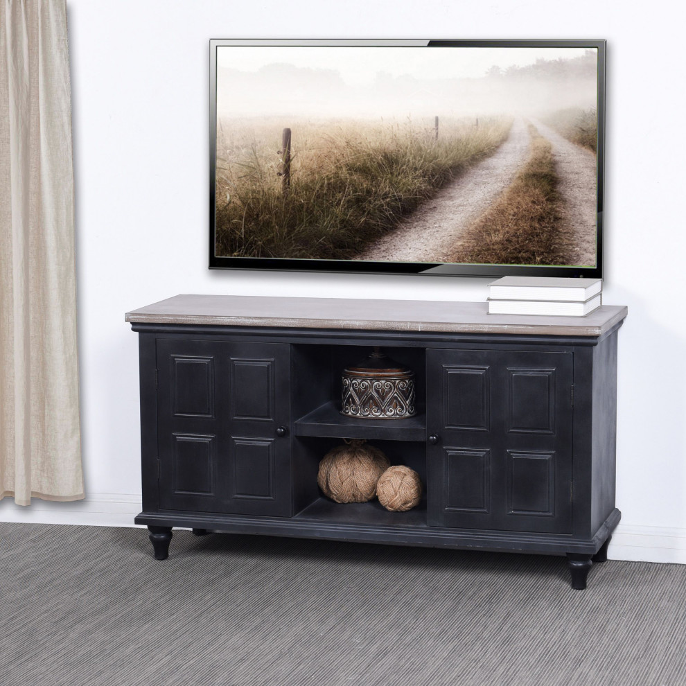 Summit Media Cabinet Black Wooden 2 Textured Door 2 Shelf Media Cabinet   Traditional   Entertainment Centers And Tv Stands   by StyleCraft  Houzz