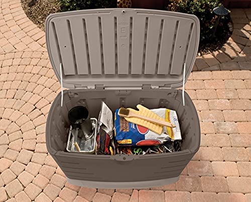 Medium Resin Weather Resistant Outdoor Storage Deck Box, 72.6 Gal., Putty/Canteen Brown, for Garden/Backyard/Home/Pool