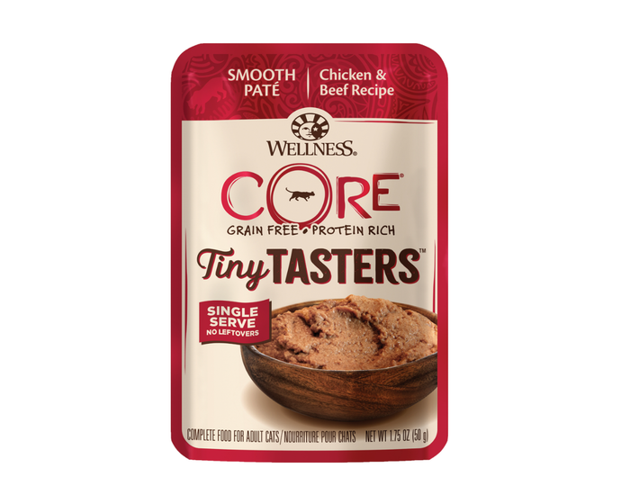 Wellness CORE Tiny Tasters Wet Cat Food， Chicken  Beef， 1.75 oz. Pouch