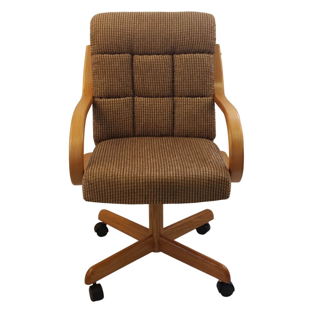 Caster Chair Company C118 Arlington Swivel Tilt Caster Arm Chair Caramel Tweed Fabric