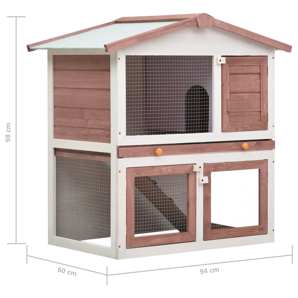 Rabbit Hutch Outdoor Inlife Rabbit Feeder 3 Doors， Brown Wood