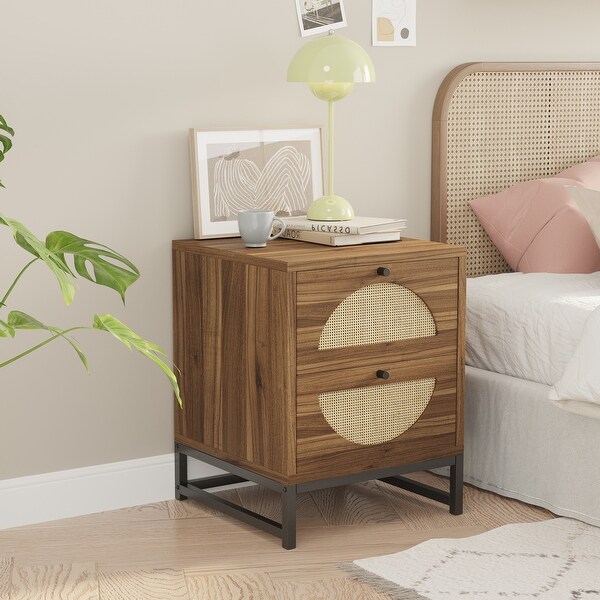 Nightstand Side Table with 2 Drawers