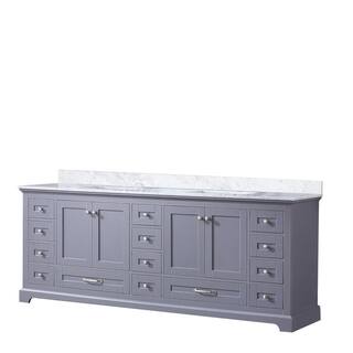 Lexora Dukes 84 in. W x 22 in. D Dark Grey Double Bath Vanity and Carrara Marble Top LD342284DBDS000