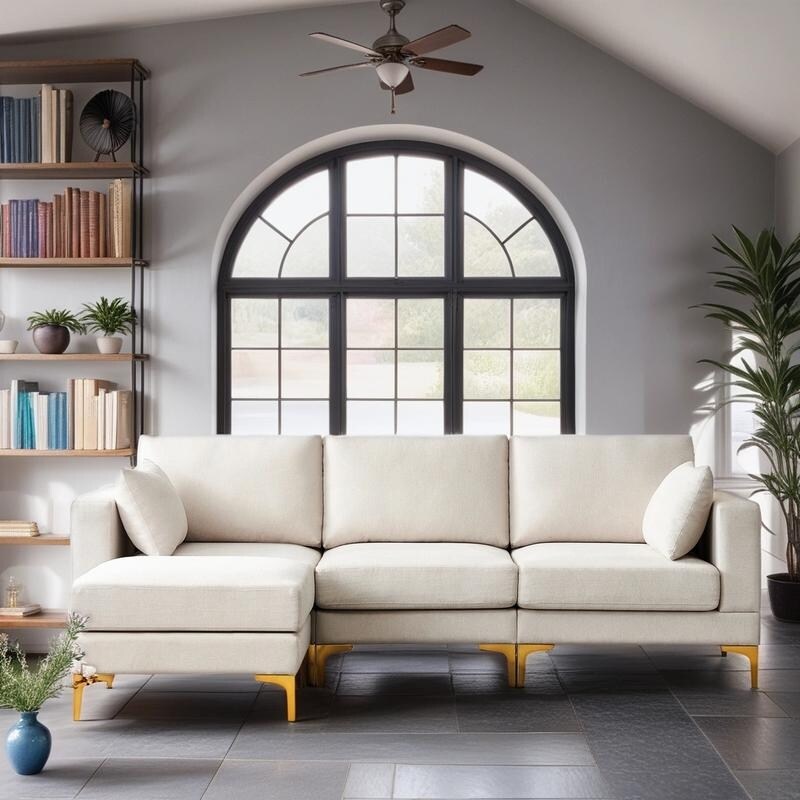 Modern Style L Shape Upholstered DIY Each Seat Sectional Sofa